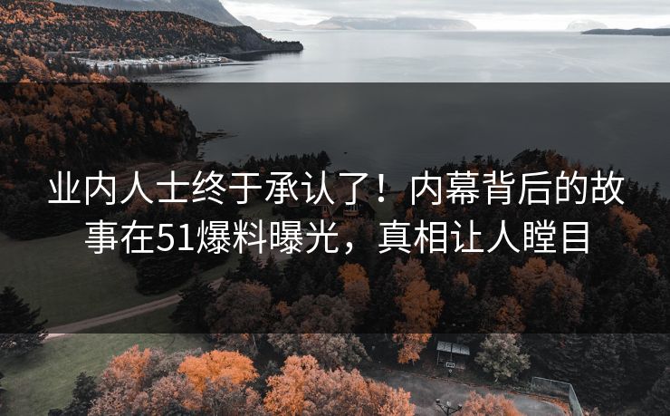 业内人士终于承认了！内幕背后的故事在51爆料曝光，真相让人瞠目