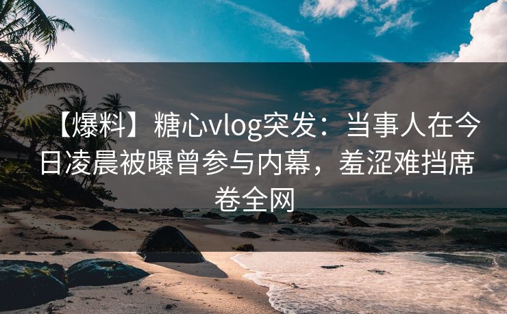 【爆料】糖心vlog突发:当事人在今日凌晨被曝曾参与内幕,羞涩难挡席卷全网